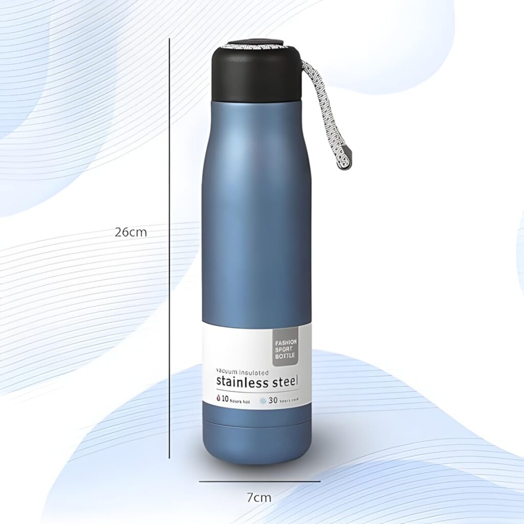 Blue stainless steel water bottle