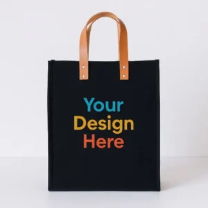 Customized-Black-Felt-Carry-Bag-With-Logo